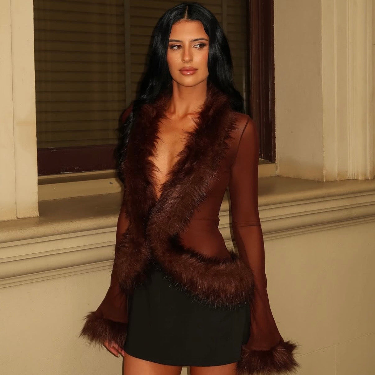 SHESADESIGNER Diya Fur Blouse